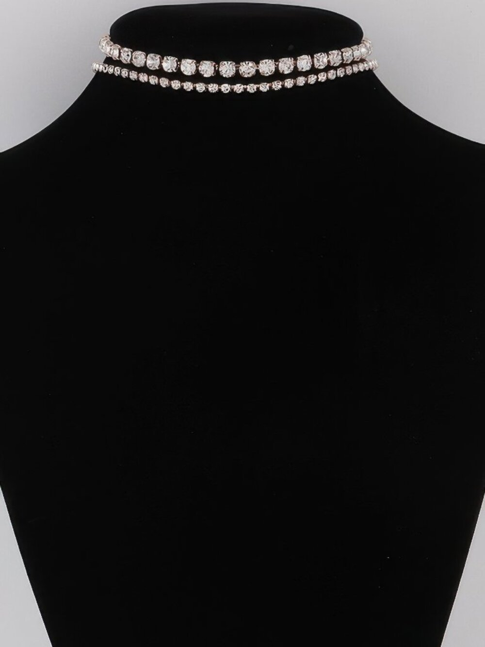 Double Rhinestone Choker Necklace
